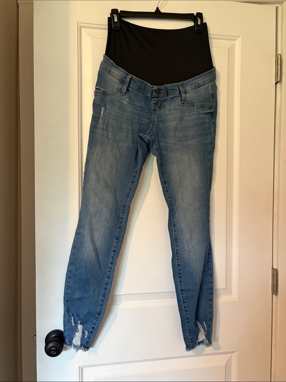 Sonoma Light Blue Skinny Maternity Jeans with Black Over-Belly Panel